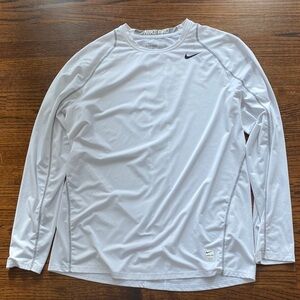 Men’s Nike Pro Dri-Fit Fitted Performance Tee Long Sleeve White Size XL